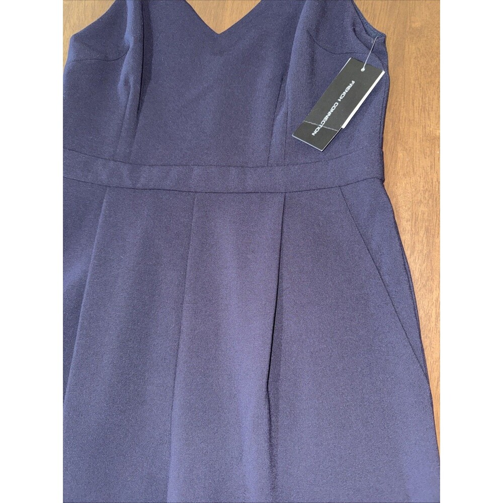 French Connection Navy Crepe Strappy Tapered Leg Jumpsuit NWT 8 Pockets Pleated! - Picture 4 of 11